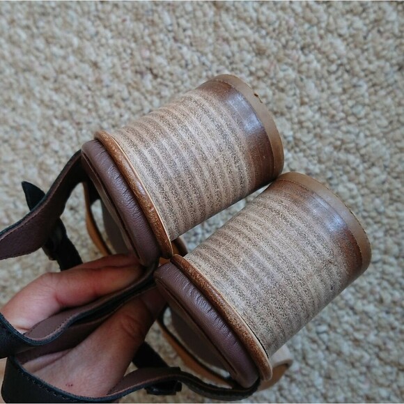 Lilimill Tan and Black two toned open toe Sandals with ankle strap size 38 - Picture 10 of 12